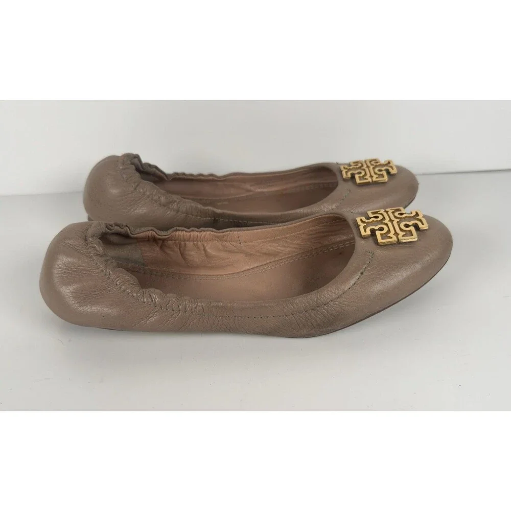 Tory Burch Melinda Tan brown Leather Women's Ballet Flats Size US 6.5